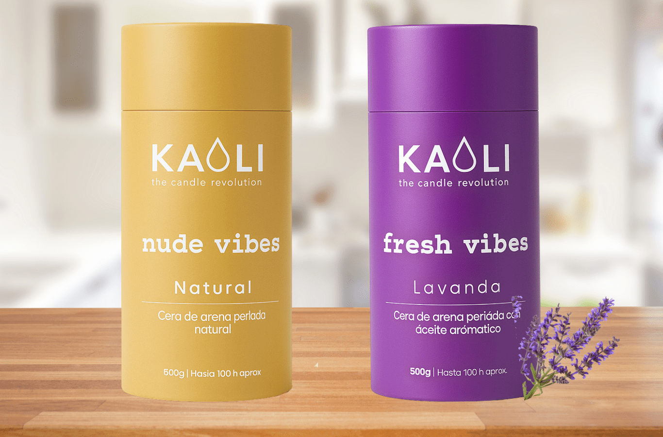 Cera de arena: Pack Fresh + Nude - 1kg - (Lavanda + Sin aroma) - Kaoli - The candle revolution