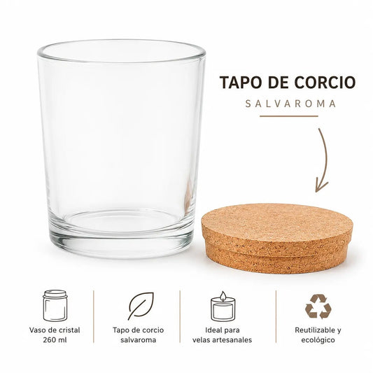 Tarro con tapa de corcho salva aroma - Kaoli - The candle revolution