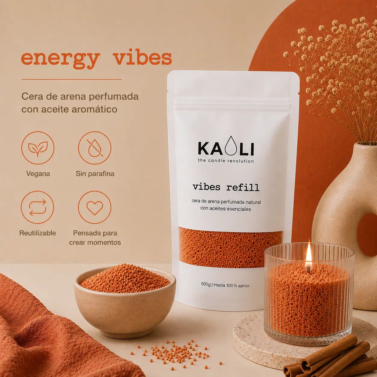 Kaoli Refill Canela 500 g - Kaoli - The candle revolution