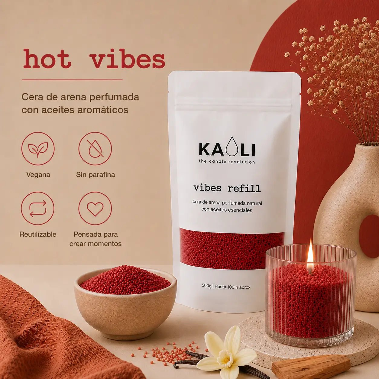 Kaoli Refill Vainilla y Sándalo 500 g - Kaoli - The candle revolution