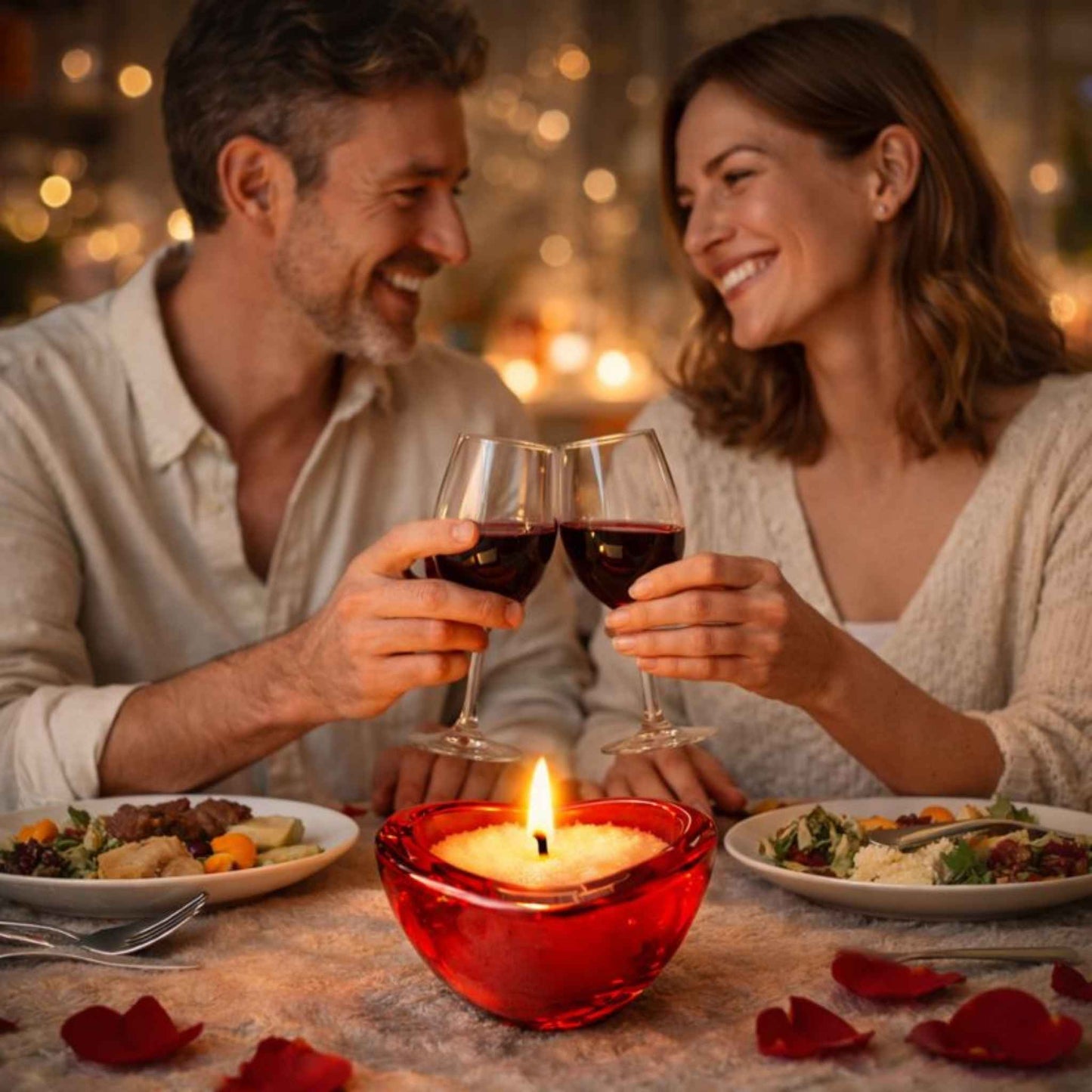 Pack - Love is in the air - 1 tubo de cera de arena blanca + 2 aceites esenciales + portavela vidrio a forma de corazón - Kaoli - The candle revolution