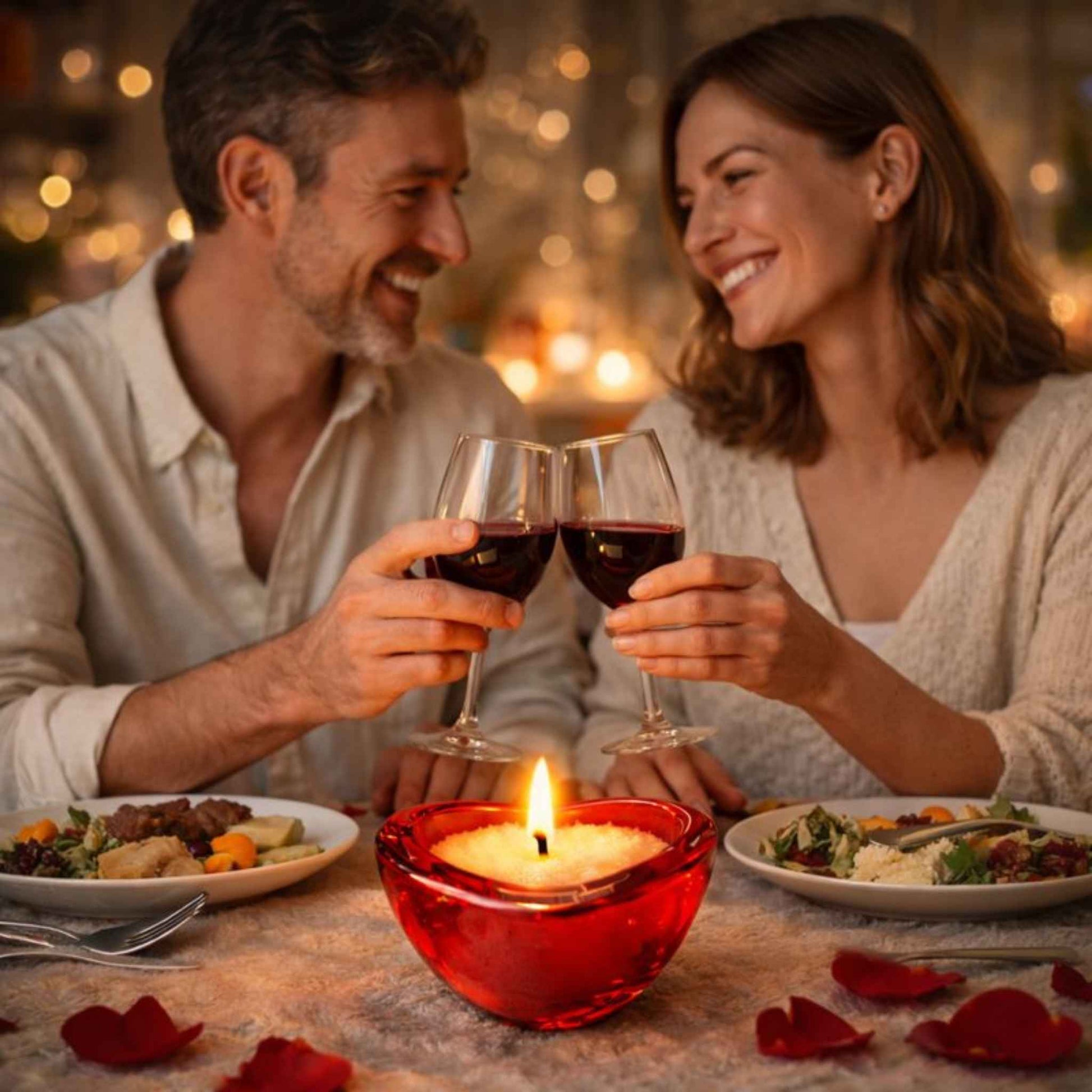 Pack - Love is in the air - 1 tubo de cera de arena blanca + 2 aceites esenciales + portavela vidrio a forma de corazón - Kaoli - The candle revolution