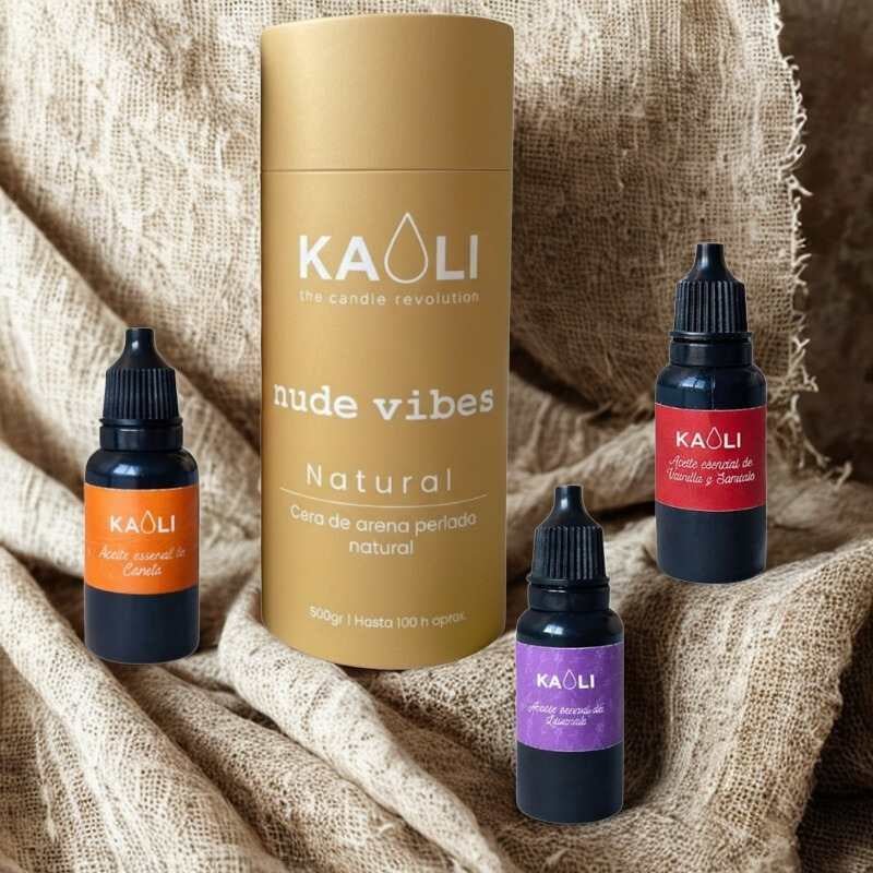 Pack reset vibes - Cera de arena Blanca sin aromas + 3 aceites esenciales - Kaoli - The candle revolution