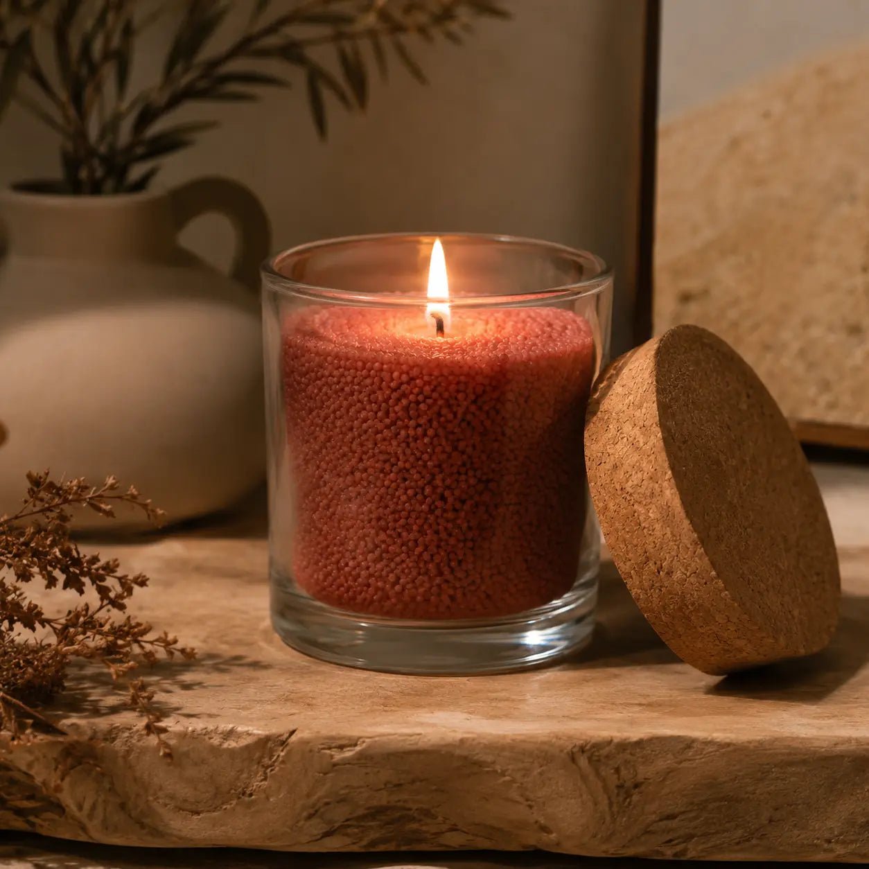 Tarro con tapa de corcho salva aroma - Kaoli - The candle revolution